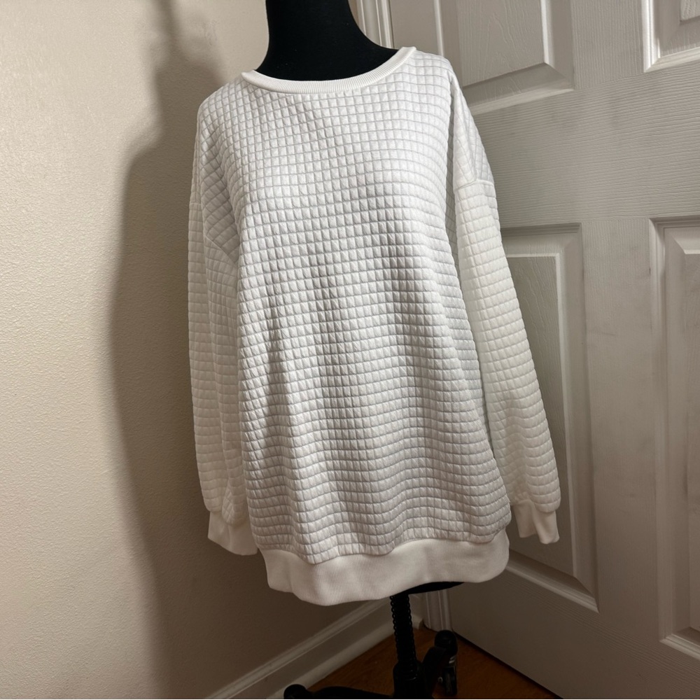 Women's White Textured Sweater